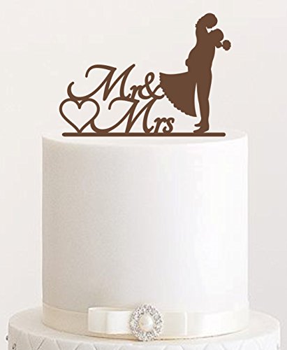 Cake Topper, Kuss, Tortenstecker, Tortefigur Acryl, Tortenständer Etagere Hochzeit Hochzeitstorte Kuchenaufstecker (Braun) von edelstahlheini.de