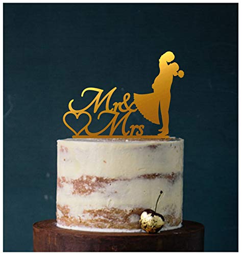 Cake Topper, Kuss, Tortenstecker, Tortefigur Acryl, Tortenständer Etagere Hochzeit Hochzeitstorte Kuchenaufstecker (Gold) Art.Nr. 5063 von edelstahlheini.de