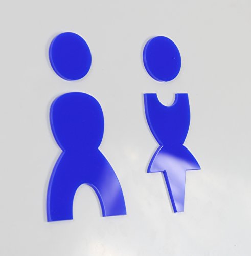 edelstahlheini.de WC Schild Schwarz Hochglanz Toilettenschild Toilette Türschild Damen Herren (Dunkelblau) von edelstahlheini.de