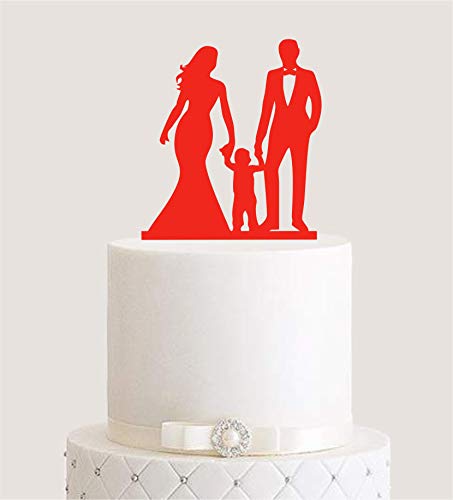 edelstahlheini.de Cake Topper, Tortenstecker, Tortenfigur Acryl, Tortenständer Etagere Hochzeit Hochzeitstorte (Rot) von edelstahlheini.de