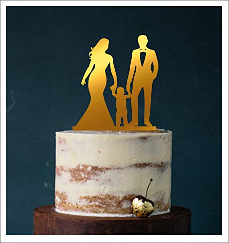 edelstahlheini.de Cake Topper, Tortenstecker, Tortenfigur Acryl, Tortenständer Etagere Hochzeit Hochzeitstorte (Spiegel Gold (Einseitig)) Art.Nr. 5262 von edelstahlheini.de