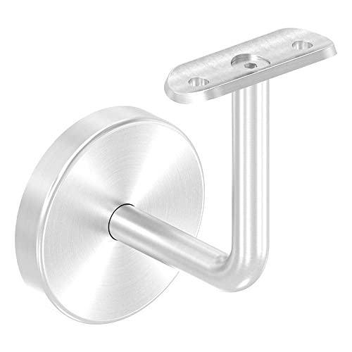 edelstahlonline24 Handlaufhalter zur Wandbefestigung, für Rohr ø 42,4mm, mit Langlöchern, V2A Edelstahl 1.4301, Geschliffen (K240), Silber, Gebürstet von edelstahlonline24