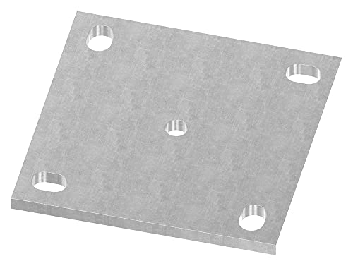 edelstahlonline24 Ankerplatte 150 x 150mm, Stärke 8mm, mit vier 14 x 20mm Langlöcher und ø 12,5mm Mittelbohrung, gelasert, Stahl roh von edelstahlonline24