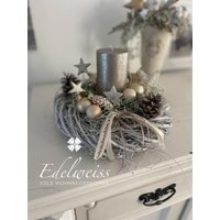 Adventsgesteck, Champagner Wintergedicht Landhaus Deko von edelweissdeko