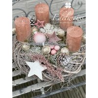 Adventskranz Wintertraum Altrosa Ca. 40cm Ø von edelweissdeko