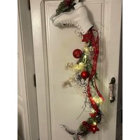 Wintertraum Schlittschuh Landhausdeko Shabby Chic Rot von edelweissdeko