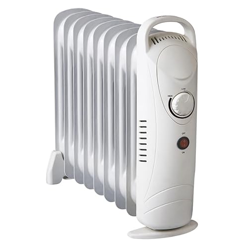 Ölheizkörper 11 Elemente, 1200 W, 37 x 41,3 cm, weißer Heizkörper mit Kontrollleuchte, tragbar, regelbarer Thermostat von eden pulse