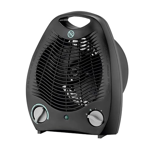 Vertikaler elektrischer Heizlüfter, Thermoventilator, schwarz, 29,5 x 21,9 cm, 2000 W, dimmbar, 3 Funktionen von eden pulse