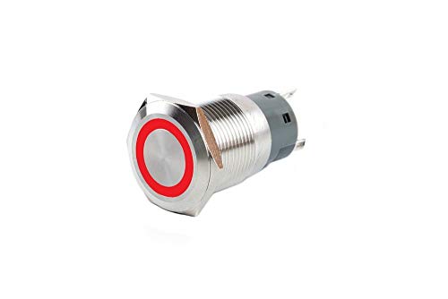 Klingeltaster Vandalismus Taster Drucktaster Öffner/Schließer Ø 19mm beleuchtet rot LED von edi-tronic
