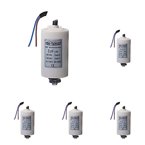 Kondensator Anlaufkondensator Motorkondensator Arbeitskondensator Kabel 3µF 450V (Packung mit 5) von edi-tronic