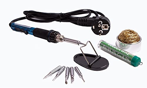 Lötkolben-Set Lötset mit Halterung Metallschwamm Lötzinn 5 Lötspitzen Lötkolben-Set Lötset mit Halterung Metallschwamm Lötzinn 5 Lötspitzen von edi-tronic