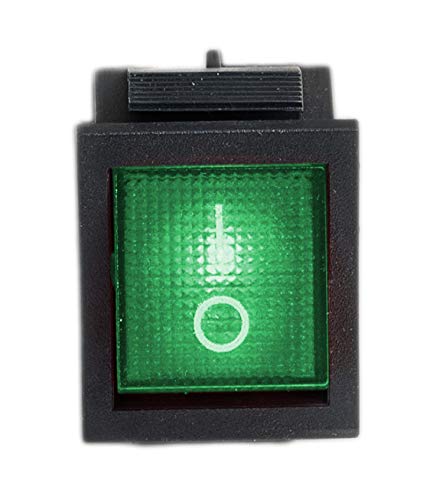 Wippschalter eckig grün beleuchtet 2-polig 250V 16A EIN/AUS Snap-In Einbaumaß 31x25mm 201A von edi-tronic