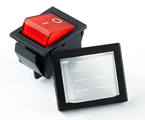 Wippschalter eckig rot beleuchtet S-118 und Schutzkappe WP-05 Wippschalter eckig rot beleuchtet S-118 und Schutzkappe WP-05 von edi-tronic