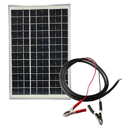 edi-tronic 12V Solarmodul 10W mit Kabel 150cm Solarpanel Solarzelle Monokristallin Photovoltaik Solar Modul Panel Krokoklemmen von edi-tronic