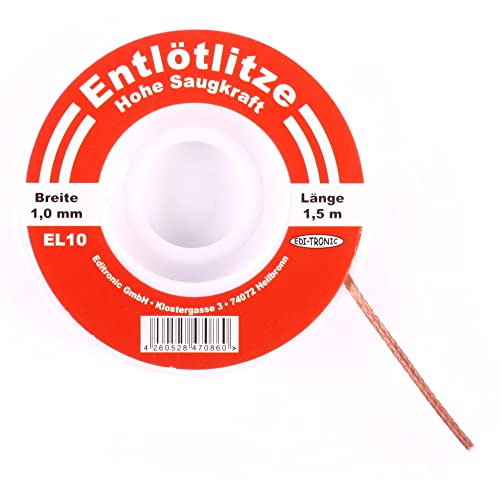 Entlötlitze 1mm - Hohe Saugfähigkeit - Spule Sauglitze Kupfer 1 mm von edi-tronic