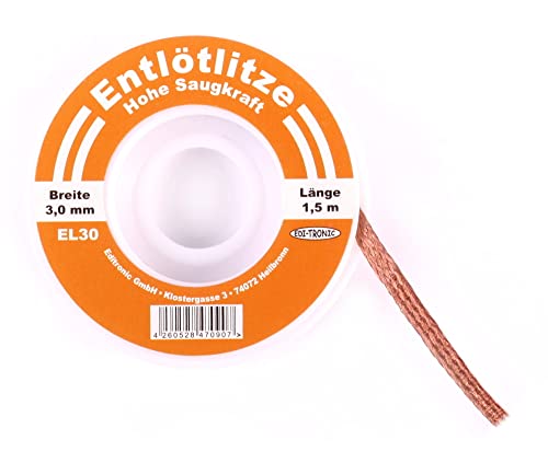 Entlötlitze 3mm - Hohe Saugfähigkeit - Spule Sauglitze Kupfer 3 mm von edi-tronic