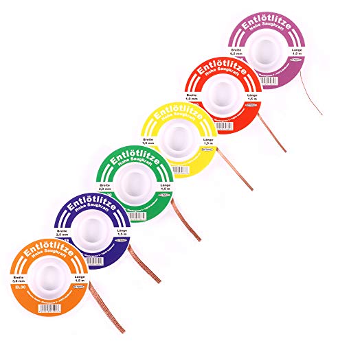Entlötlitze 6er Set 0,5mm 1mm 1,5mm 2mm 2,5mm 3mm Spule Sauglitze Kupfer Bundle Entlötlitze 6er Set 0,5mm 1mm 1,5mm 2mm 2,5mm 3mm Spule Sauglitze Kupfer Bundle von edi-tronic