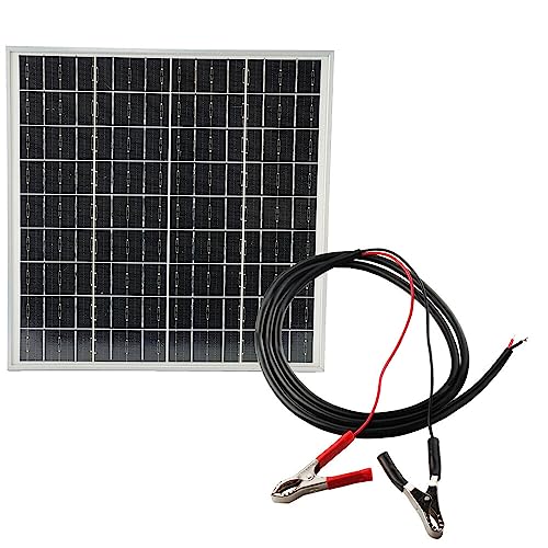 Solarmodul 12V 20W mit Kabel 150cm Solarpanel Solarzelle Monokristallin Photovoltaik Solar Modul Panel Krokoklemmen von edi-tronic