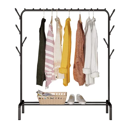 edihome, Kleiderständer, Kleiderstange, 118X148X39cm, Schuhregal, Metallisch, Stabil, Clothes Rack, Klamotten Ständer, Clothes Organizer (Schwarz) von edihome