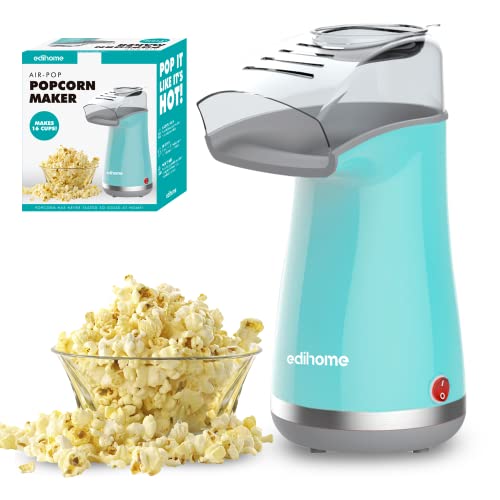 Edihome, Popcornmaschine, Popkornmaschinene, Elektrischer Popcorn Maker, 1200 W, Inklusive Dosierlöffel, Popkorn fertig in 2 Minuten, Heimkino, Series (Blau) von edihome