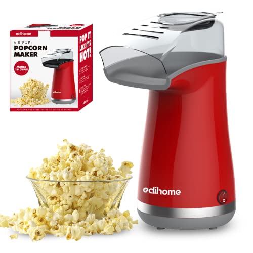 Edihome, Popcornmaschine, Popkornmaschinene, Elektrischer Popcorn Maker, 1200 W, Inklusive Dosierlöffel, Popkorn fertig in 2 Minuten, Heimkino, Series (Rot) von edihome