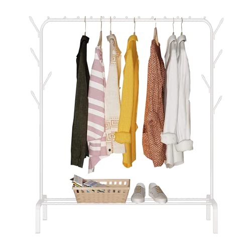 edihome, Kleiderständer, Kleiderstange, 118X148X39cm, Schuhregal, Metallisch, Stabil, Clothes Rack, Klamotten Ständer, Clothes Organizer (Weiß) von edihome