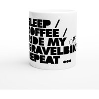 Keramiktasse | Sleep/Coffee Ride My Gravelbike Repeat von edition28