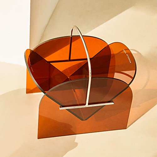 Aufbewahrungsregal, Bücherregal, Bodenzeitschriftenständer, Acryl-Aufbewahrung, Zeitungsständer, kreativ, transparent, dekoratives Regal, Weiß (Orange) von edjfbdehvdchvdeibjfg