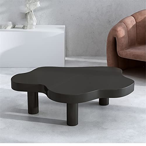 Couchtisch aus Massivholz, niedriger Tisch, Wohnzimmer, Mitteltisch, kleiner Wohnungs-Beistelltisch, Schwarz-Weiß-Tisch (Farbe: Schwarz, Größe (E von edjfbdehvdchvdeibjfg