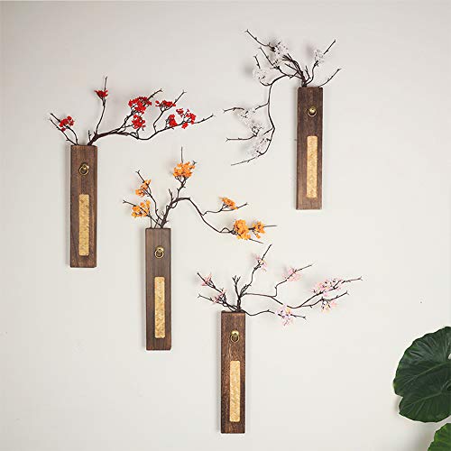Kreatives Design, Massivholzvase, Paulownia-Wandbehang, Dekoration, handgefertigter Bambus-Weberei-Wandanhänger, vierteilig, 4-teilige Kombination, B (4-teilige Kombination A) von edjfbdehvdchvdeibjfg