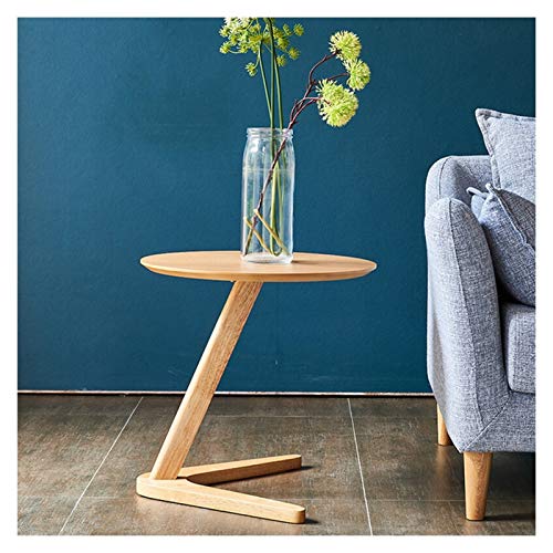 Runder Beistelltisch mit schlichtem Design, Holzstruktur, Beistelltisch für Wohnzimmer, Schlafzimmer, kleine Räume, Büro, Bett, Sofa, Couch, 50 cm (T) x 50 (H) Couchtisch (B) von edjfbdehvdchvdeibjfg