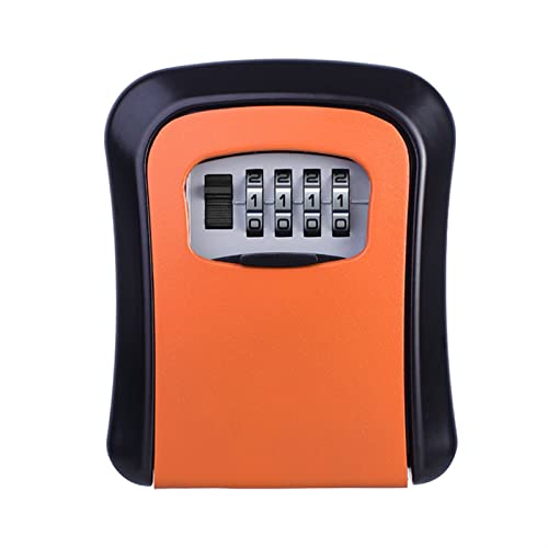 Schlosskasten, Wandmontierte Schlüsselbox 4-stellige Passwort-Kombination Schlüsselschlosskasten Wasserdichte Zinklegierung Schlüsselaufbewahrung Schlosskasten Outdoor Schlüsselsafe Box (Orange) von edjfbdehvdchvdeibjfg