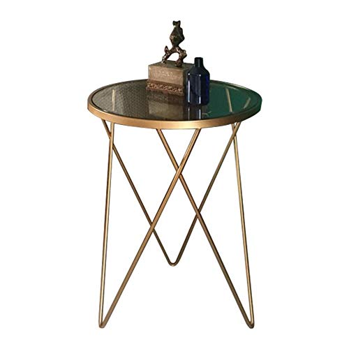 - Tisch-Beistelltisch mit Tischplatte aus gehärtetem Glas, Haarnadelbein aus Metall, runder Tisch, transparentes Glas, moderner Stil (Farbe: Gold, Größe: 18,5018,5024,40 cm) von edjfbdehvdchvdeibjfg