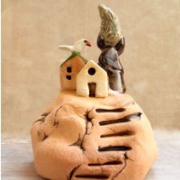Weihnachtsgeschenk Miniatur Keramikhäuser, Keramik Skulptur Von Strandhäusern, Häusern Und Puppen, Vogel, Wohnkultur, Wohnkultur Geschenk von ednapio