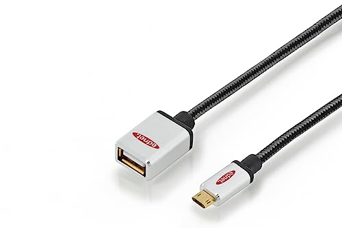 ednet USB 2.0 Adapter-Kabel - 0.3 m - USB Micro B (St) zu USB A (Bu) - 480 Mbit/s - USB-Adapter - Schwarz von ednet