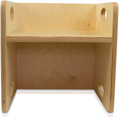 edu fun Kinderstuhl Wendehocker Holz 2in1 Tisch Kinder-Hocker mitwachsende Kindermöbel Zwei Sitzhöhen 21 cm oder 10,5 cm als Tisch 30 x 30 cm von edu fun
