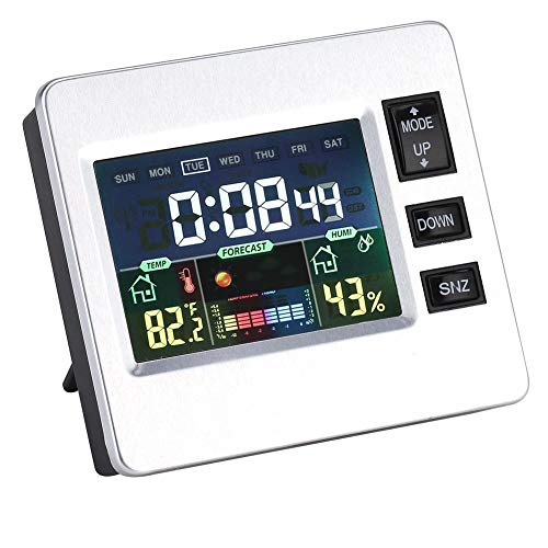 Drahtlose Digitale Wetterstation Forecaster, LCD Digitale Hintergrundbeleuchtung Wetterfeuchtigkeit Temp Anzeige Wecker Thermometer Hygrometer von eecoo