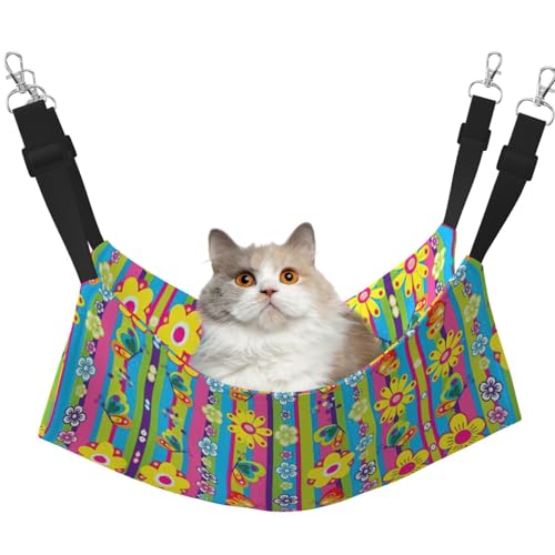 eeprty Haustier-Käfig-Hängematte mit Blumen und Schmetterlingen, warme Haustier-Hängematte, weiche hängende Katzenbett-Matte, Winter, warm eeprty Haustier-Käfig-Hängematte mit Blumen und Schmetterlingen, warme Haustier-Hängematte, weiche hängende Katzenbett-Matte, Winter, warm von eeprty