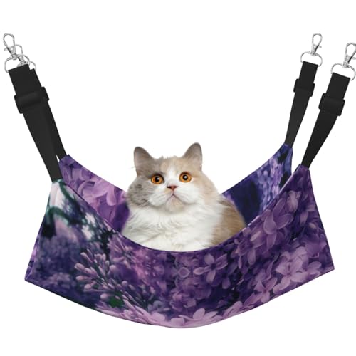 eeprty Haustier-Käfig-Hängematte mit blühenden violetten Blumen, warme Haustier-Hängematte, weiche Hängematte für den Winter, warm eeprty Haustier-Käfig-Hängematte mit blühenden violetten Blumen, warme Haustier-Hängematte, weiche Hängematte für den Winter, warm von eeprty