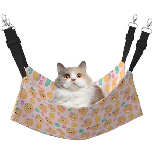 eeprty Pomeranians Haustier-Käfig-Hängematte mit Cartoon-Blumen, warme Haustier-Hängematte, weiche hängende Katzenbett-Matte, Winter, warm von eeprty