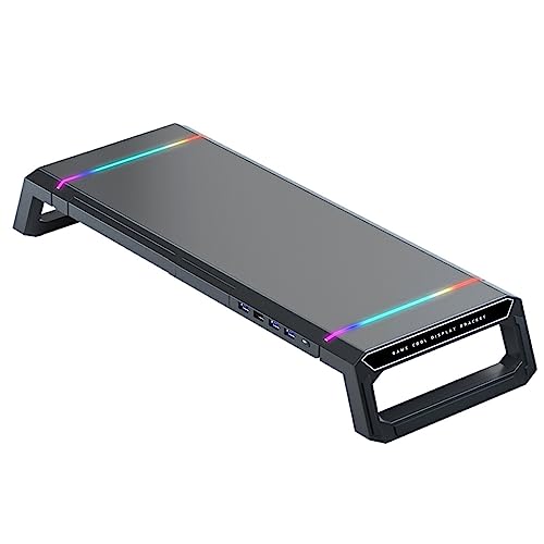 eexuujkl Computer Monitorständer, Riser, Laptop Halterung mit Aufbewahrungsschublade, Desktop Halterung mit 4 USB Anschlüssen, Klapptisch, strapazierfähig, Schwarz von eexuujkl