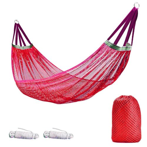 eexuujkl Ice Outdoor Camping Schaukel Hängematte Robuste Nylon Netz Hängematte Mit Riemen Und Taschen Polyester Hängematte Campingplatz , Rot eexuujkl Ice Outdoor Camping Schaukel Hängematte Robuste Nylon Netz Hängematte Mit Riemen Und Taschen Polyester Hängematte Campingplatz , Rot von eexuujkl