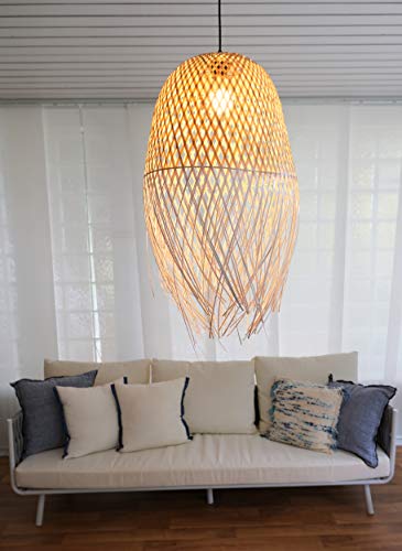 BOURGH Bambus Lampe LADISPOLI - Lampe hängend mit Lampenschirm Bambus, 42 cm Durchmesser, korbgeflecht - Hängeleuchte Hängelampe Kronleuchter Deckenleuchte Pendelleuchte Schlafzimmerlampe Laterne BOURGH Bambus Lampe LADISPOLI - Lampe hängend mit Lampenschirm Bambus, 42 cm Durchmesser, korbgeflecht - Hängeleuchte Hängelampe Kronleuchter Deckenleuchte Pendelleuchte Schlafzimmerlampe Laterne von efaso
