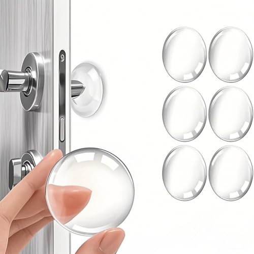 Wandschutz von Türknäufen-Efbock Transparent Silikon-Türstopper Wandschutz-Premium Türstoßstange Wandschutz für Zuhause oder Büro-Selbstklebender Türgriff Stoßschutzstopper Gummistopper 6stück von efbock
