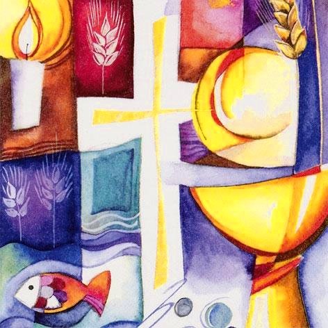 Servietten Kommunion II blau bunt, 33 x 33 cm, 20 Stück von efco