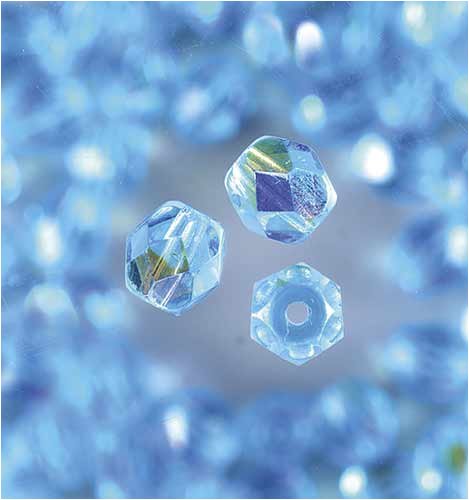 efco Glas facettiert, irisierend, rund Perlen, Aqua, 6 mm, 50 Stück von efco