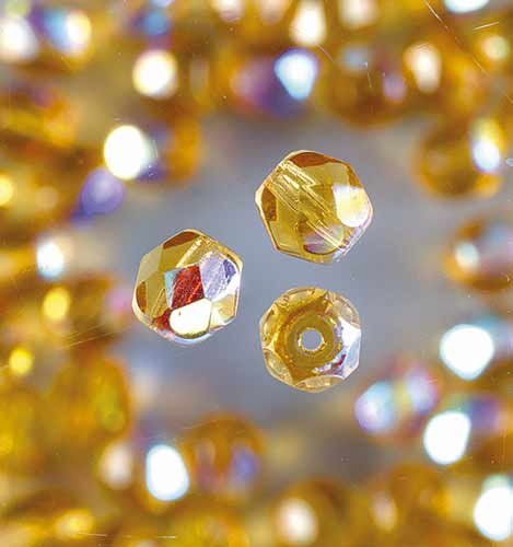 efco Glas facettiert, irisierend, rund Perlen, Honig, 6 mm, 50 Stück von efco