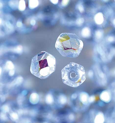 efco Glas facettiert, irisierend, rund Perlen, hellblau, 4 mm, 100 Stück von efco