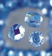 efco Glas facettiert, irisierend, runde Perlen, Mitte blau, 6 mm, 50 Stück von efco