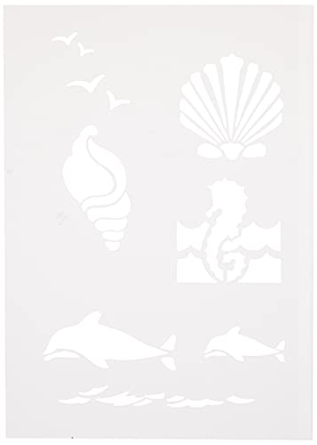 Efco Schablone Meerestiere / 7 Motive DIN A 5, Kunststoff, durchsichtig, 21 x 15 x 1 cm von efco